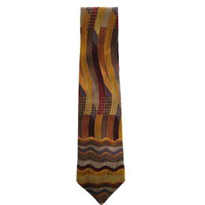 Silk Bacharach Neck Tie Wavy Stripes Earthy Fall Colors Autumnal
